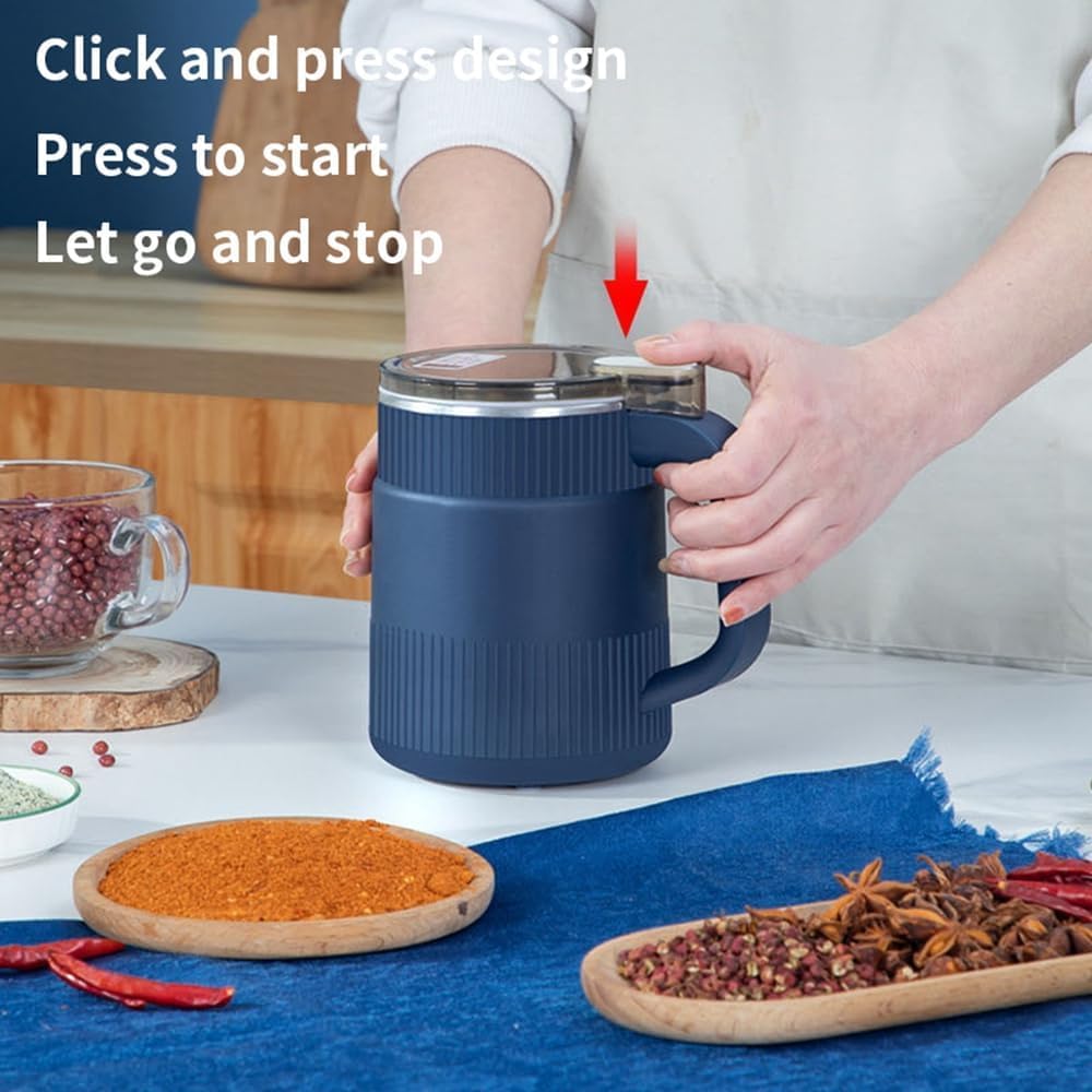 Portable Electric Coffee Grinder Spice & Coffee Bean Grinder | 300W Stainless Steel 4 Blade Mixer Grinder for Masala & Herb | for Dry Item,Push Button Control Durable 304 Stainless Steel