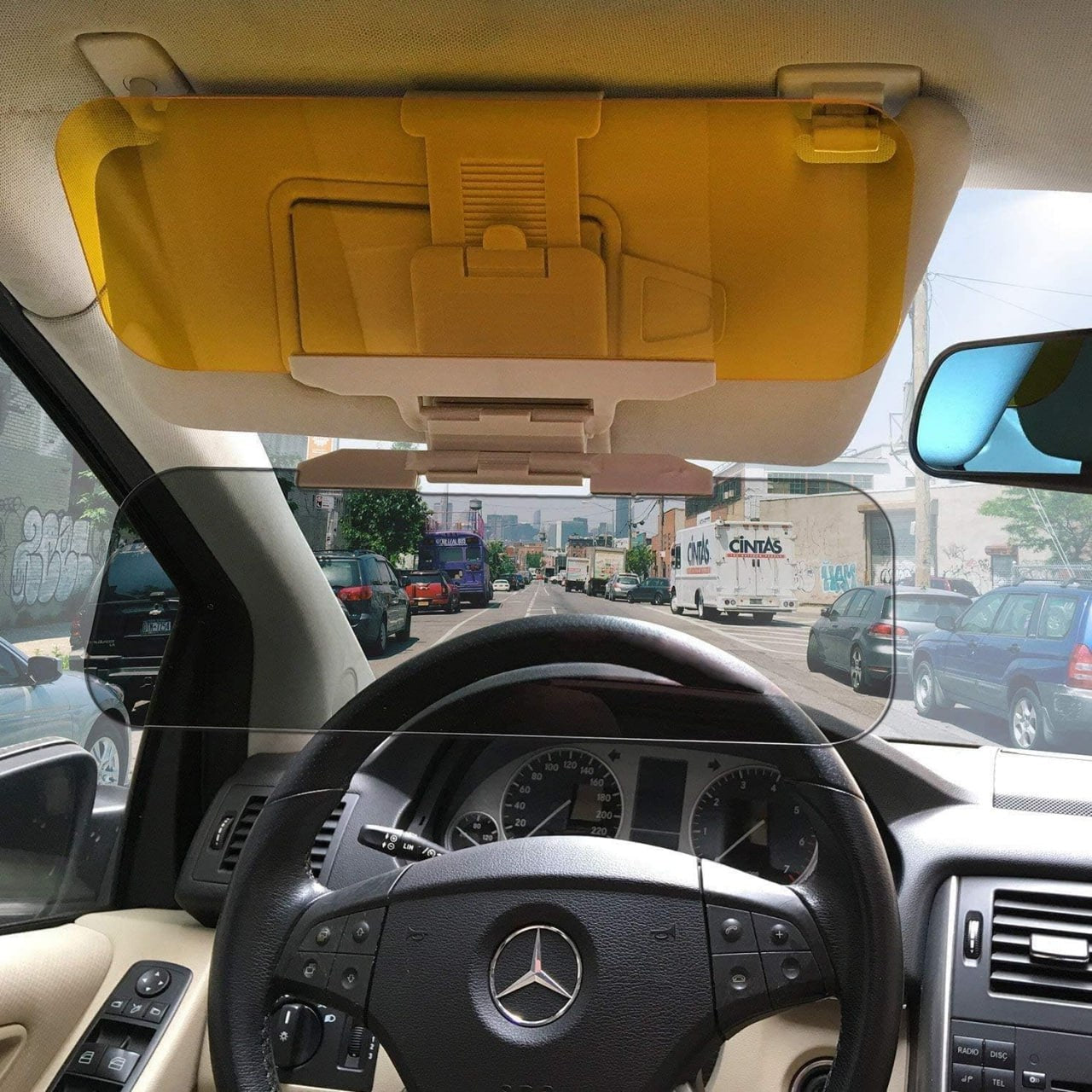 Car Sun Visor Two-Sided Anti-Glare Visor 2 in 1 Automobile Sun Anti-UV Anti-Dazzle High Definition Sunshade Mirror Goggle Shield Car Windshield Sun Visor, Sun Glare Snow Blindness UV Rays