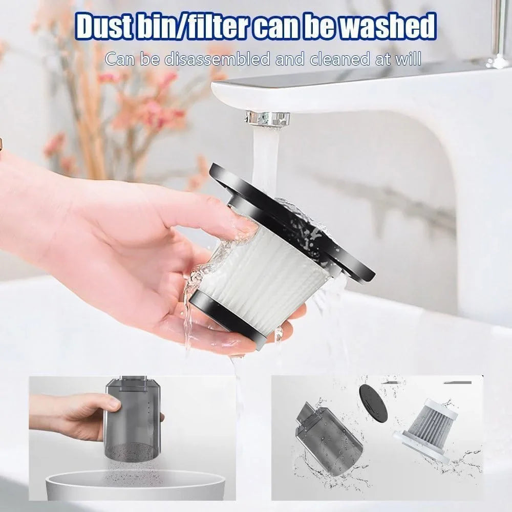 3 in 1 Portable Electric Nail Drill Professional Cleaner Dust Collection /Lighting Car Vacuum 120W High-Power Handheld Wireless Vacuum Cleaner Home Car Dual USB Rechargeable (Black)