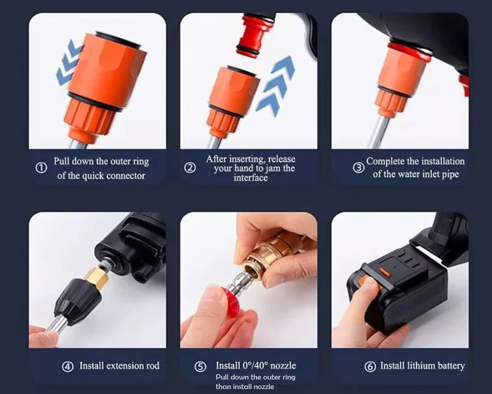 Cordless Portable Wireless Pressure Washer Gun 48V 12000mah High Pressure Water Gun for Car Wash Bike Washing Cleaning| Adjustable Nozzle and 5M Hose Pipe