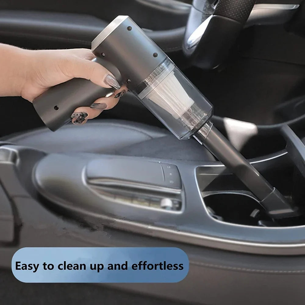 3 in 1 Portable Electric Nail Drill Professional Cleaner Dust Collection /Lighting Car Vacuum 120W High-Power Handheld Wireless Vacuum Cleaner Home Car Dual USB Rechargeable (Black)