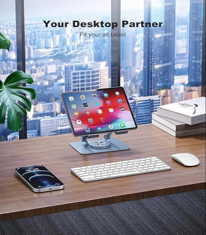 Adjustable Laptop Stand with 360° Rotating Base Tabletop Stand Foldable Portable Stand Holder Compatible for Notebook Ipad, laptop