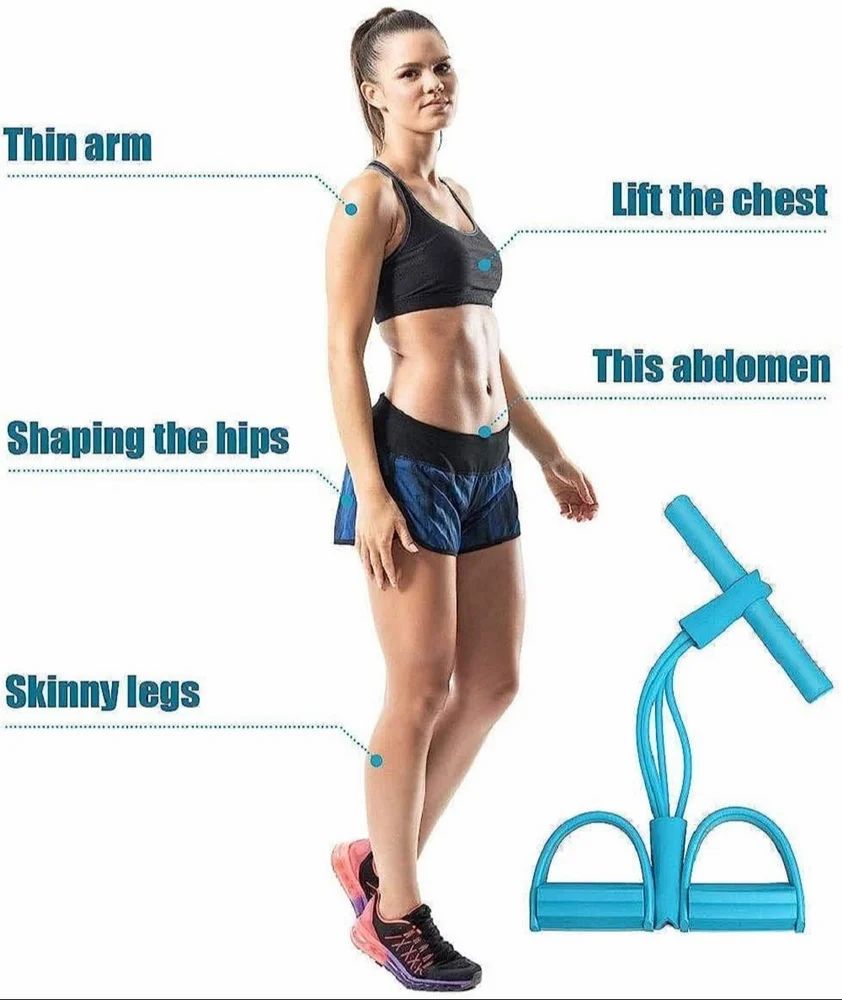 Pull Reducer Training Bands 4 Tubes Body Trimmer Pedal Exerciser Yoga Cross fit Exercise, Arm Exercise, Tummy Body Building Training Men and Women (Red) (Multi)
