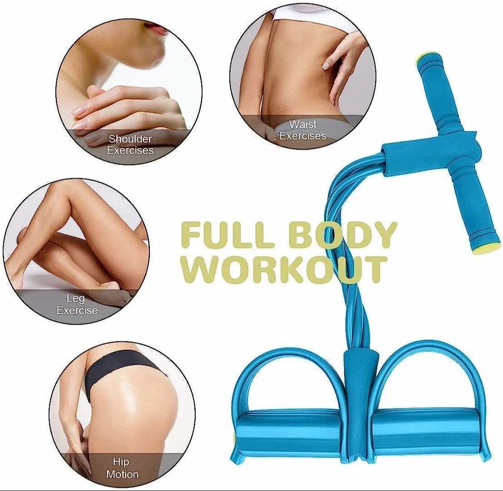 Pull Reducer Training Bands 4 Tubes Body Trimmer Pedal Exerciser Yoga Cross fit Exercise, Arm Exercise, Tummy Body Building Training Men and Women (Red) (Multi)