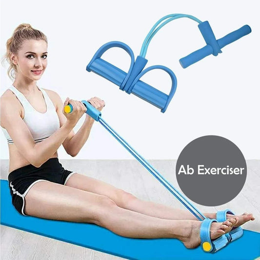 Pull Reducer Training Bands 4 Tubes Body Trimmer Pedal Exerciser Yoga Cross fit Exercise, Arm Exercise, Tummy Body Building Training Men and Women (Red) (Multi)