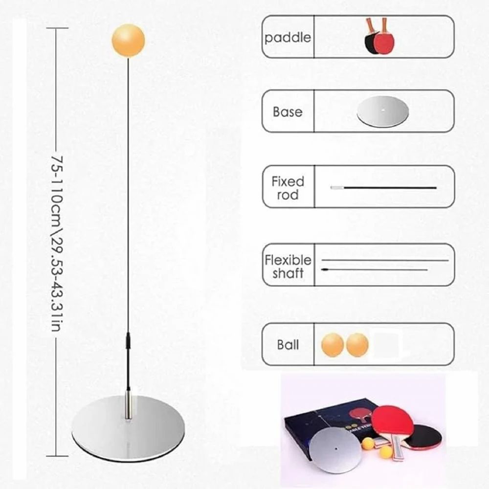 Toy Imagine Deluxe Ping Pong Training Set Improve Your Table Tennis Skills at Home with Two Professional Grade peddles, 4 Ball, 1 Flexible Rod & Ping Pong Training Metal Base