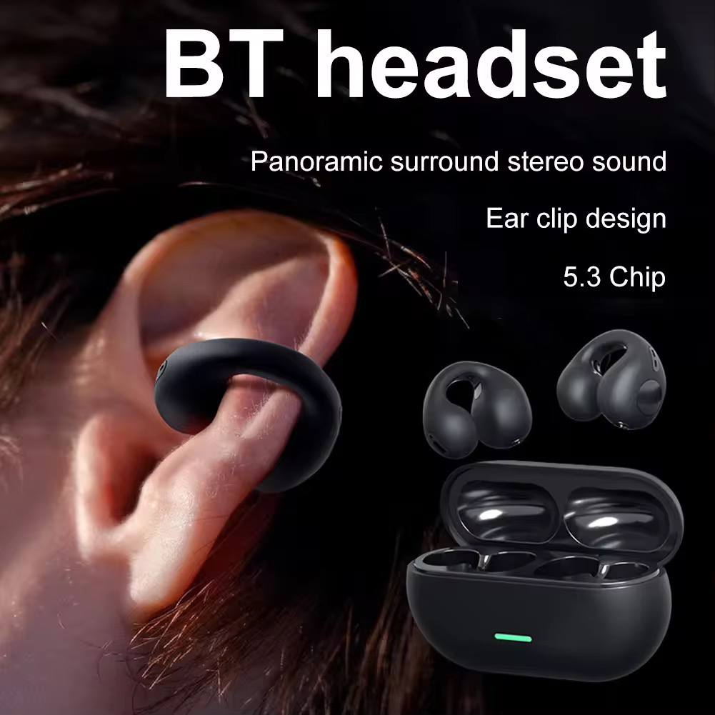 Airdopes Loop OWS Earbuds w/Clip-On Fit, Air Conduction Tech, 5.3 chip, panoramic surround stereo sound, touch control, 300HRS stand by duration, 4Mics ENx, 12mm Drivers, 40ms Latency, ASAP Charge, OWS Ear Buds Earphones (Cool Black)