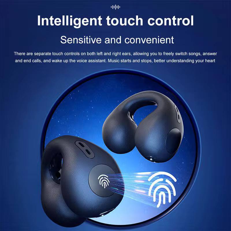 Airdopes Loop OWS Earbuds w/Clip-On Fit, Air Conduction Tech, 5.3 chip, panoramic surround stereo sound, touch control, 300HRS stand by duration, 4Mics ENx, 12mm Drivers, 40ms Latency, ASAP Charge, OWS Ear Buds Earphones (Cool Black)